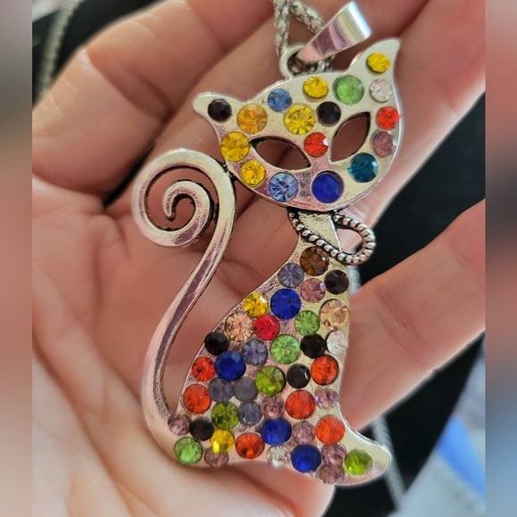 NWT Betsey Johnson Yellow and Orange Cat Pendant Necklace Chain 30" - Picture 2 of 11